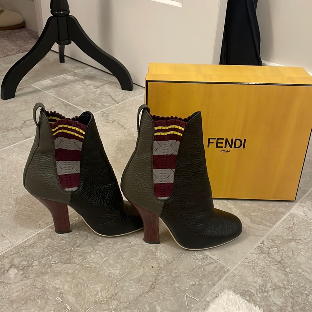 Gently worn Fendi bootie with wooden heel